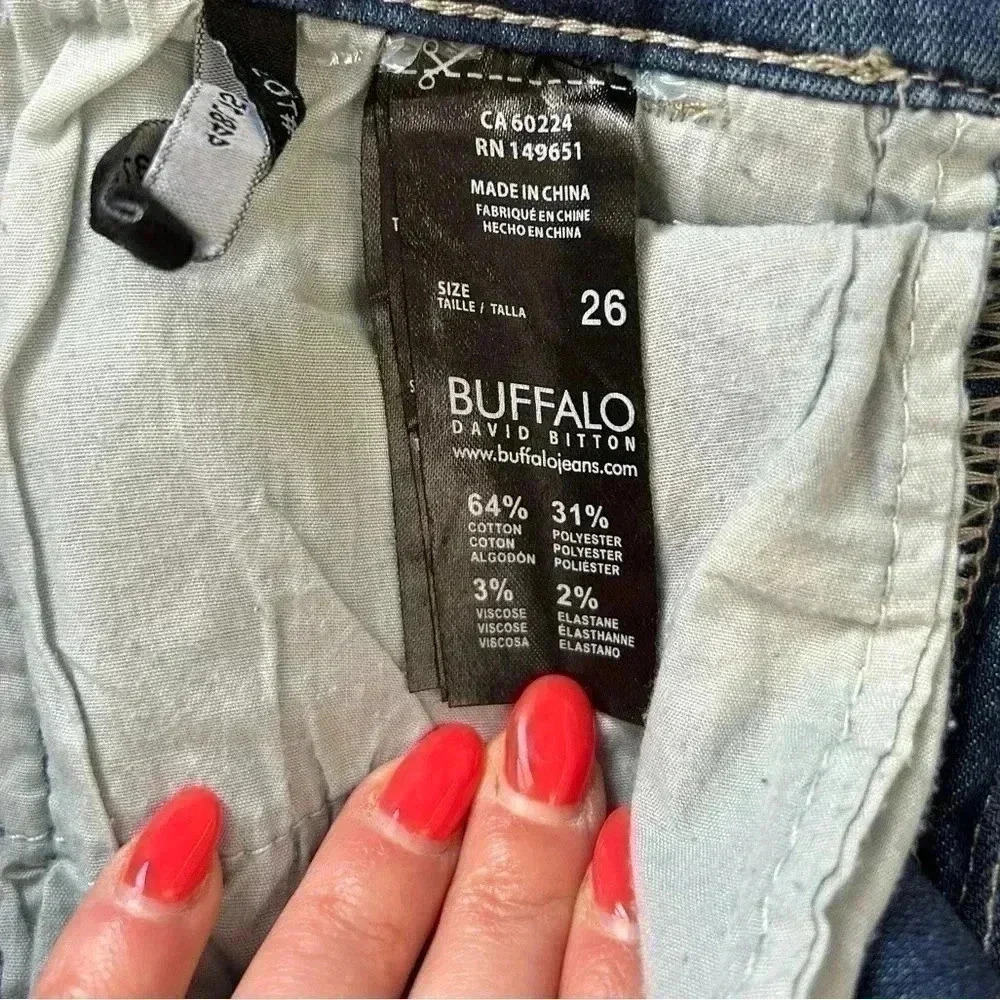 Buffalo Skinny Jeans Faith Side Stripe Mid Rise Ankle Crop Stretch Blue Size 26 - Picture 11 of 14